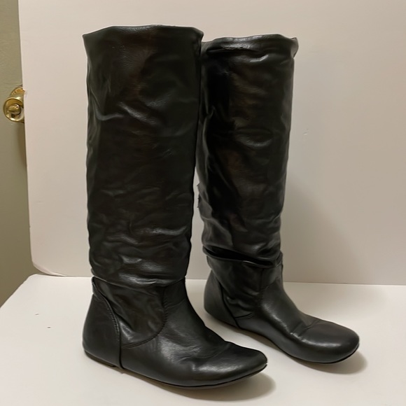 Women's Classic Round Toe Slouchy Booties Casual Slip On Fall Winter Long Boots - Picture 13 of 16